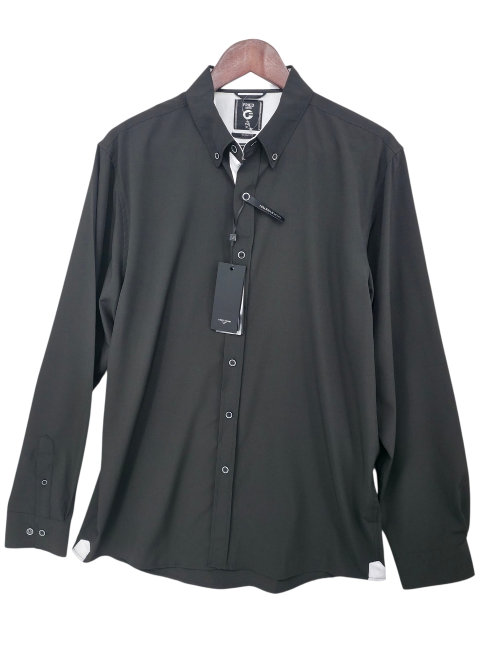 Fried Denim Button Down Shirt Mens XL Black Stretch Performance Long Sleeve NWT